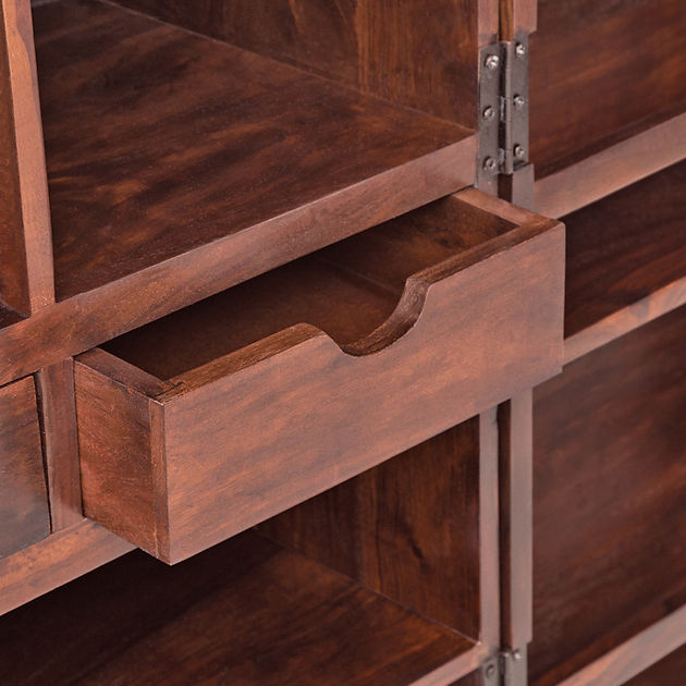 Solid Wood Bar Trolley In Mahogany Finish