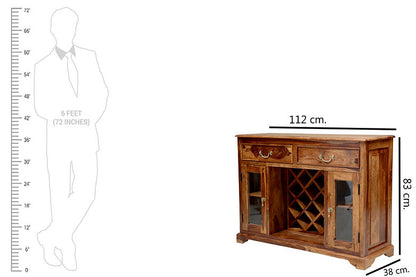 Solid Wood Bar Trolley In Teak Finish