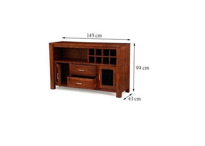 Solid Wood Bar Cabinet In Walnut Finish