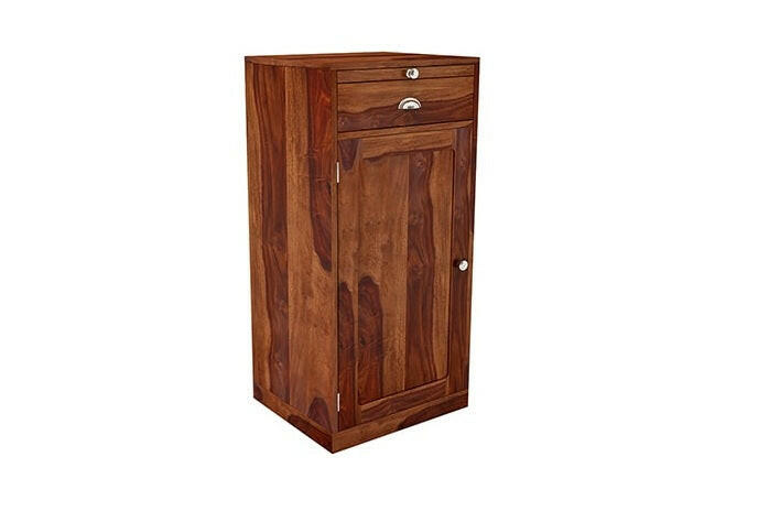 Solid Wood Bar Cabinet In Dark Walnut Finish