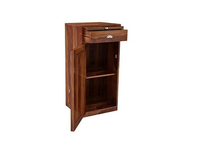 Solid Wood Bar Cabinet In Dark Walnut Finish