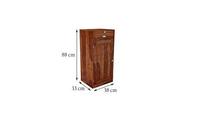 Solid Wood Bar Cabinet In Dark Walnut Finish