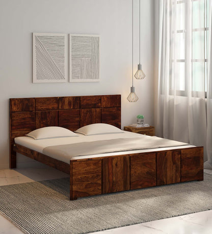 Plazo Sheesham Wood King Size Bed In Provincial Teak Finish