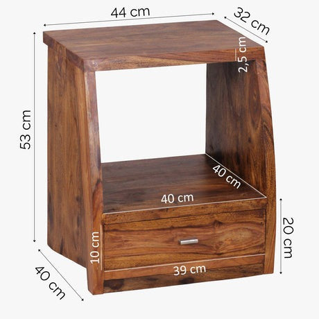 Solid Wood Bedside Tables In Stone Finish