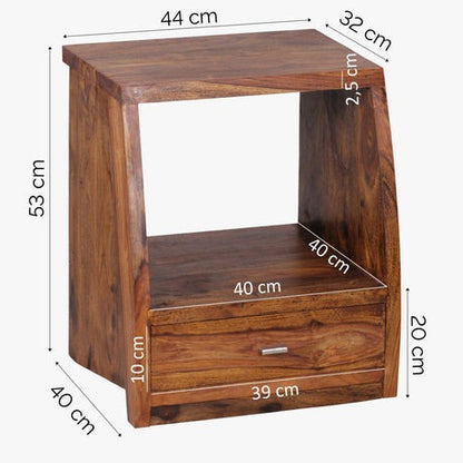 Solid Wood Bedside Tables In Stone Finish