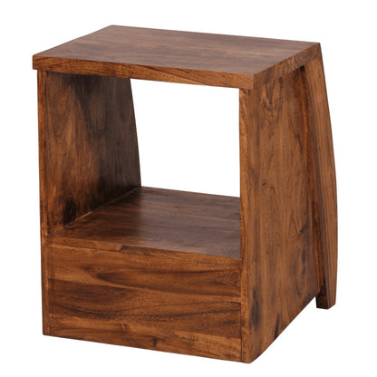 Solid Wood Bedside Tables In Stone Finish