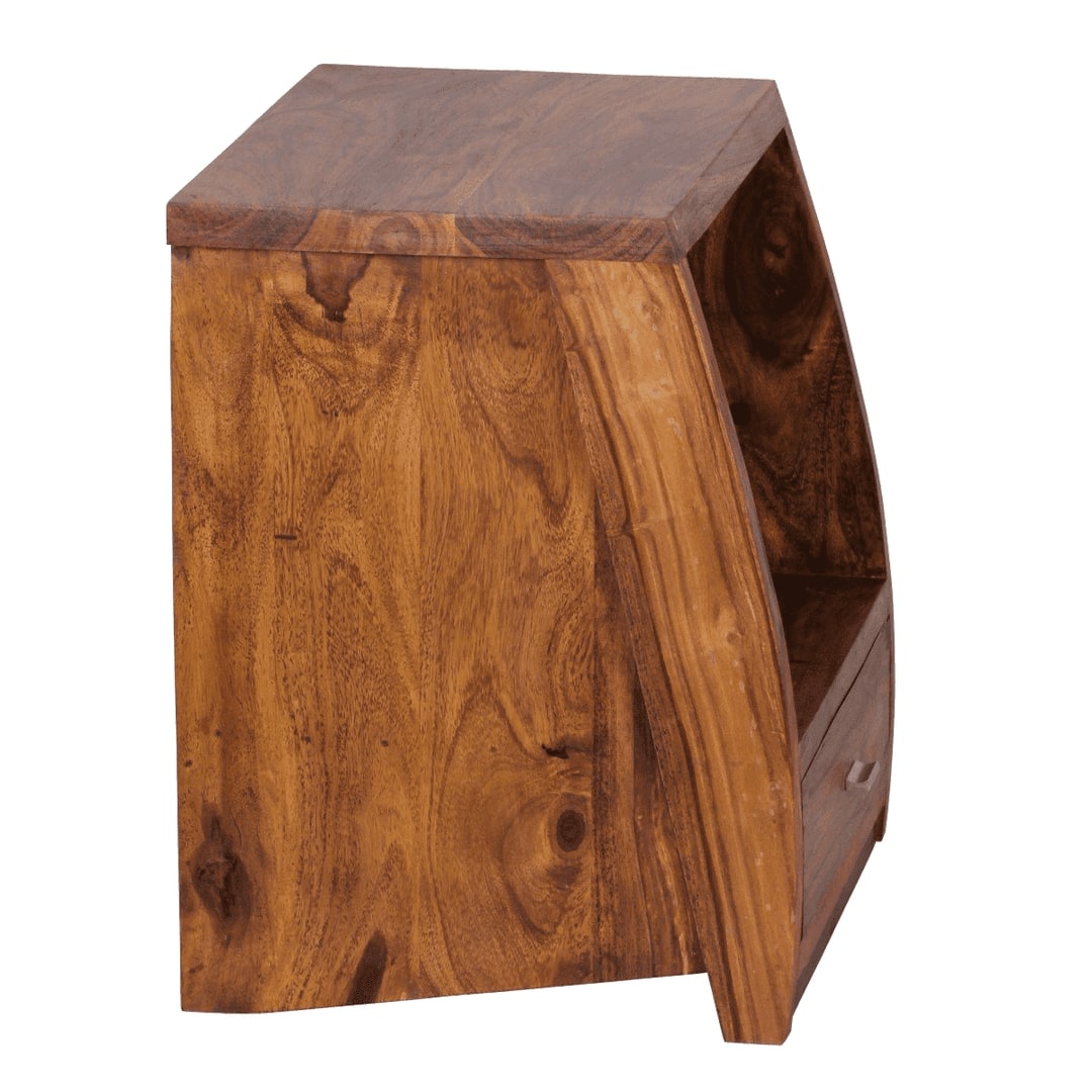 Solid Wood Bedside Tables In Stone Finish