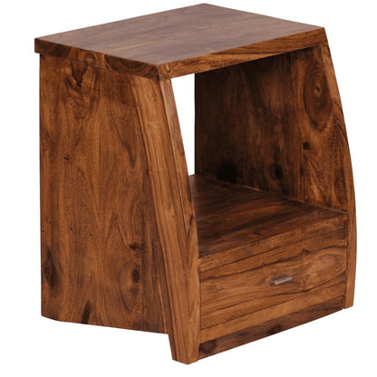 Solid Wood Bedside Tables In Stone Finish