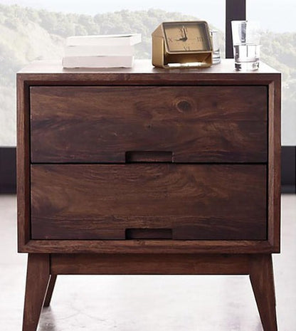 Solid Wood Bedside Tables In Walnut Finish