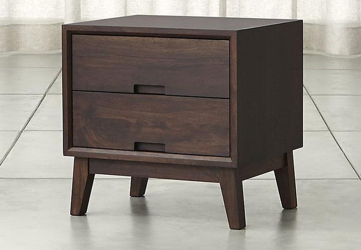 Solid Wood Bedside Tables In Walnut Finish