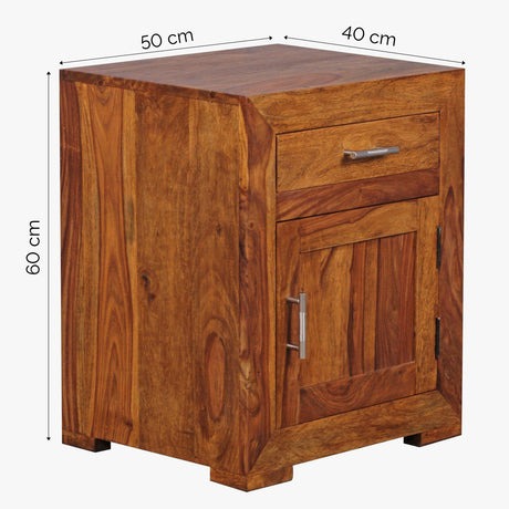 Solid Wood Bedside Tables In Stone Finish