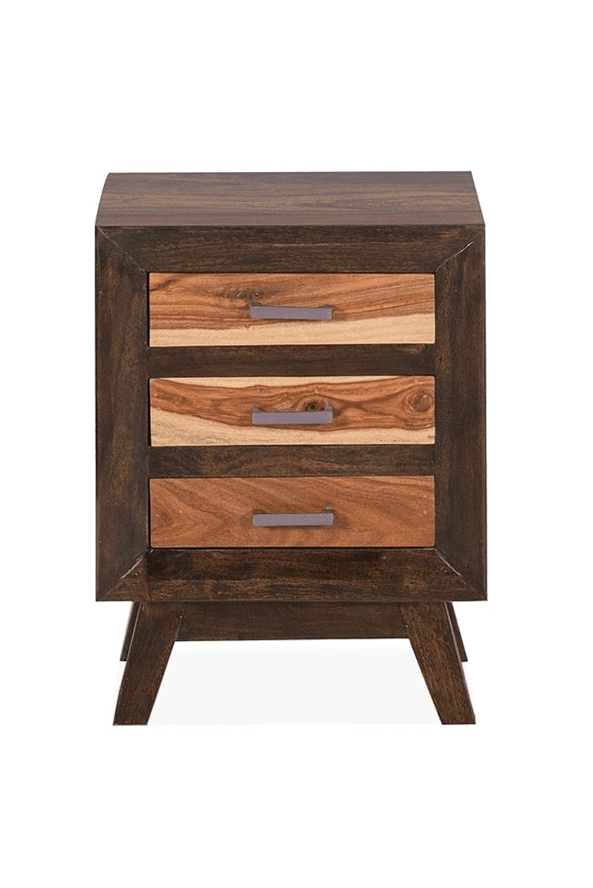 Solid Wood Bedside Tables In Walnut Finish