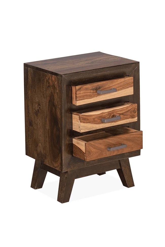 Solid Wood Bedside Tables In Walnut Finish