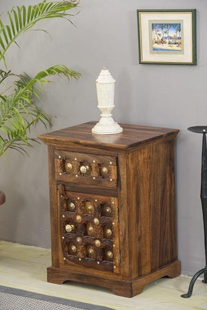 Solid Wood Bedside Tables In Honey Finish