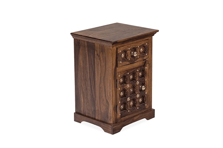 Solid Wood Bedside Tables In Honey Finish