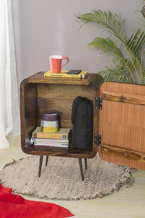 Solid Wood Bedside Tables In Walnut Finish