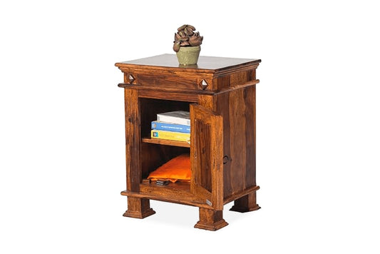 Solid Wood Bedside Tables In Honey Finish