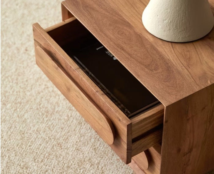 Solid Wood Bedside Tables In Natural Finish