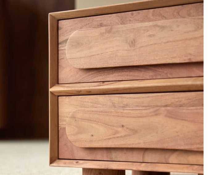 Solid Wood Bedside Tables In Natural Finish