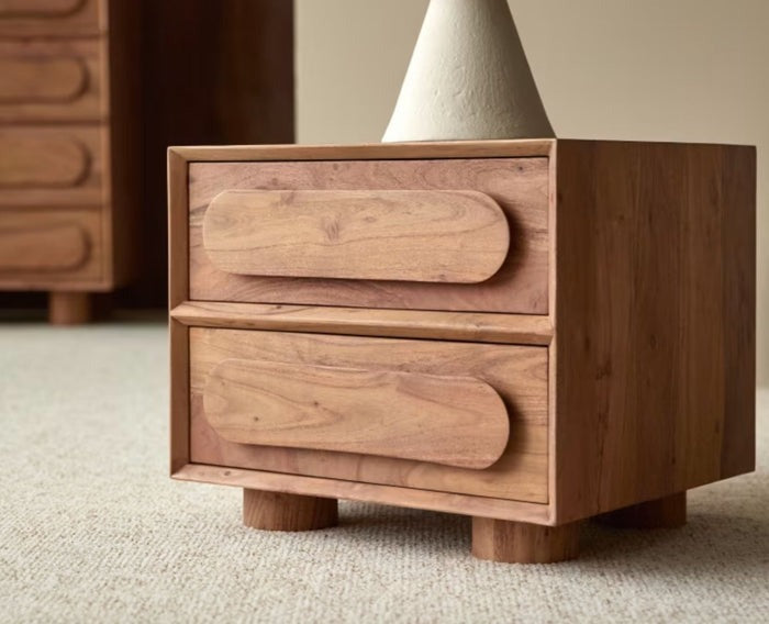 Solid Wood Bedside Tables In Natural Finish