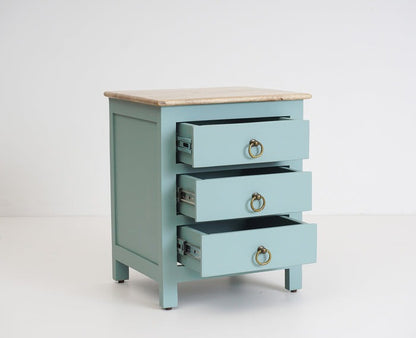 Solid Wood Bedside Tables In Silt Green Finish