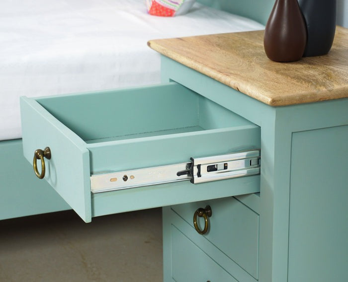 Solid Wood Bedside Tables In Silt Green Finish