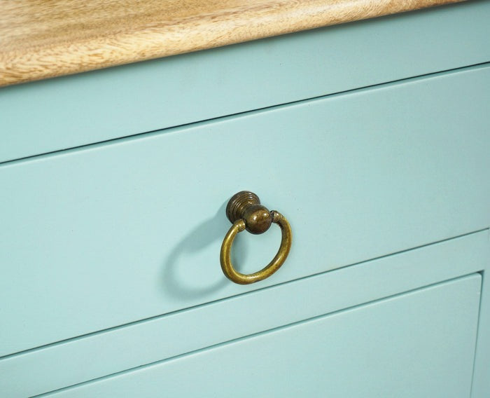 Solid Wood Bedside Tables In Silt Green Finish