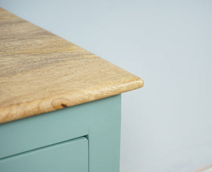 Solid Wood Bedside Tables In Silt Green Finish