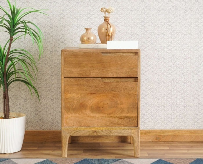 Solid Wood Bedside Tables In Natural Oak Finish