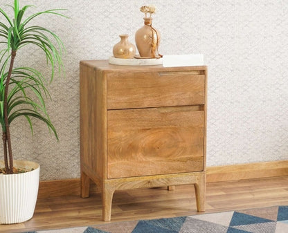 Solid Wood Bedside Tables In Natural Oak Finish