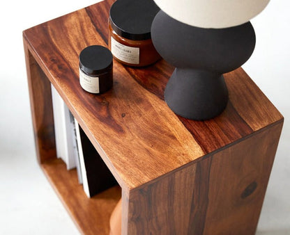 Solid Wood Bedside Tables In Rustic Teak Finish