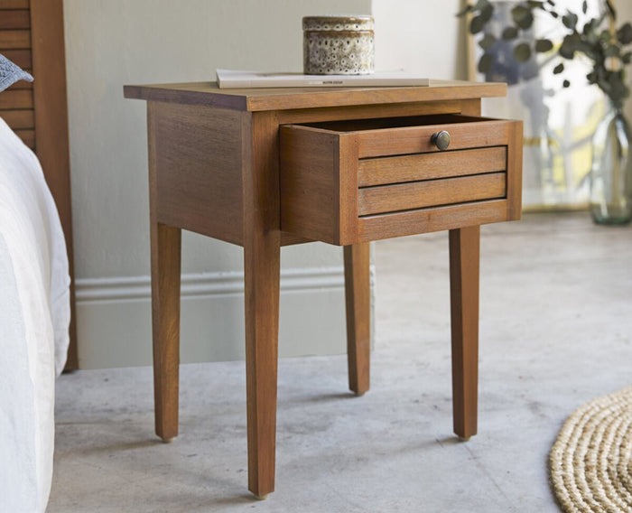 Solid Wood Bedside Tables In Rustic Teak Finish