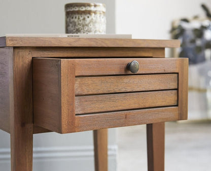 Solid Wood Bedside Tables In Rustic Teak Finish