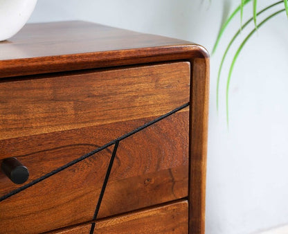 Solid Wood Bedside Tables In Teak Finish