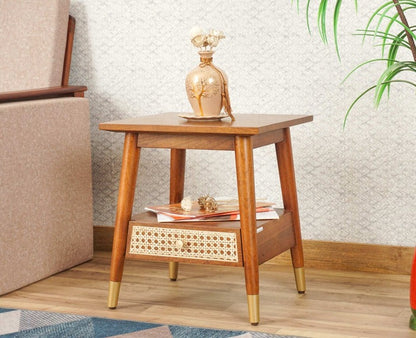 Solid Wood Bedside Tables In Brown Finish