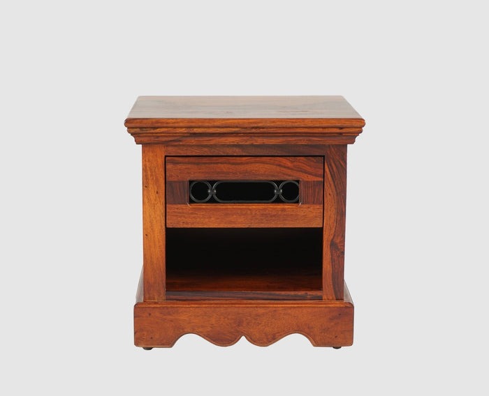 Solid Wood Bedside Tables In Maple Finish