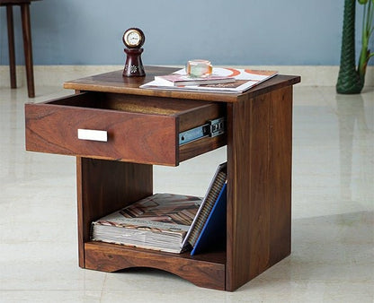 Solid Wood Bedside Tables In Teak Finish