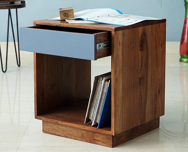 Solid Wood Bedside Tables In Teak Finish