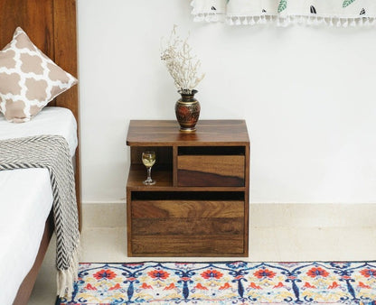 Solid Wood Bedside Tables In Teak Finish