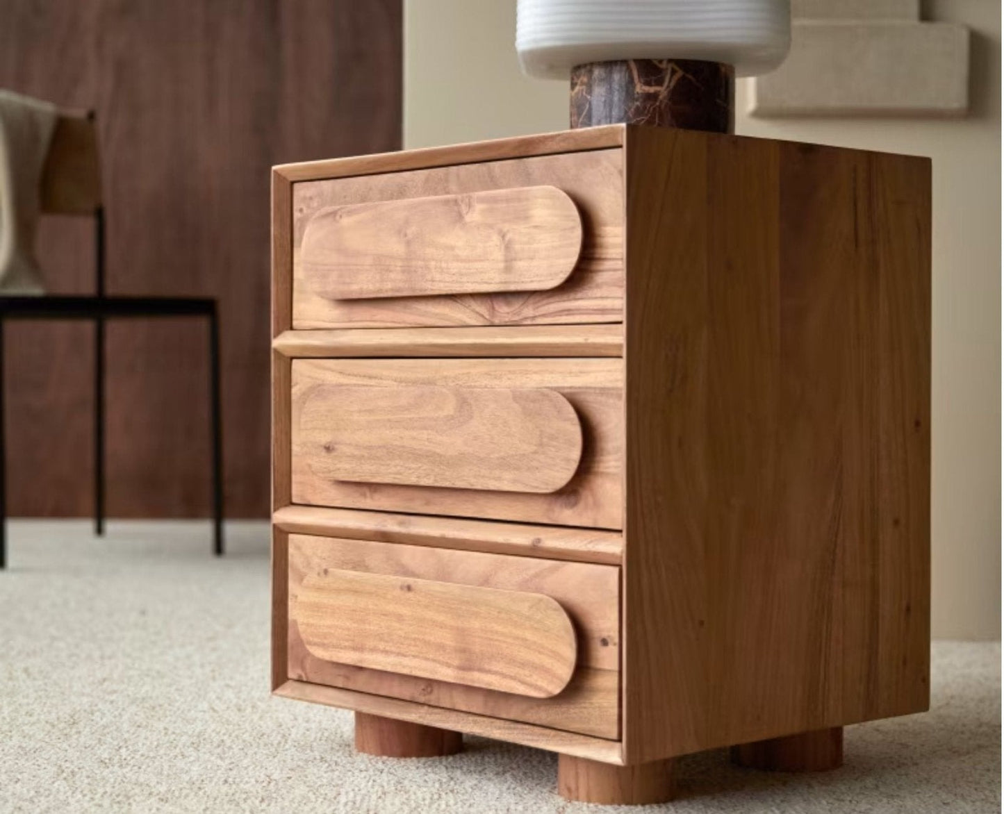 Solid Wood Bedside Tables In Natural Finish