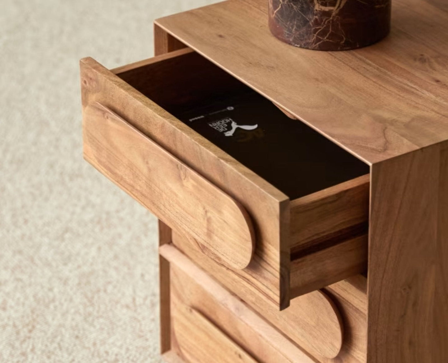 Solid Wood Bedside Tables In Natural Finish