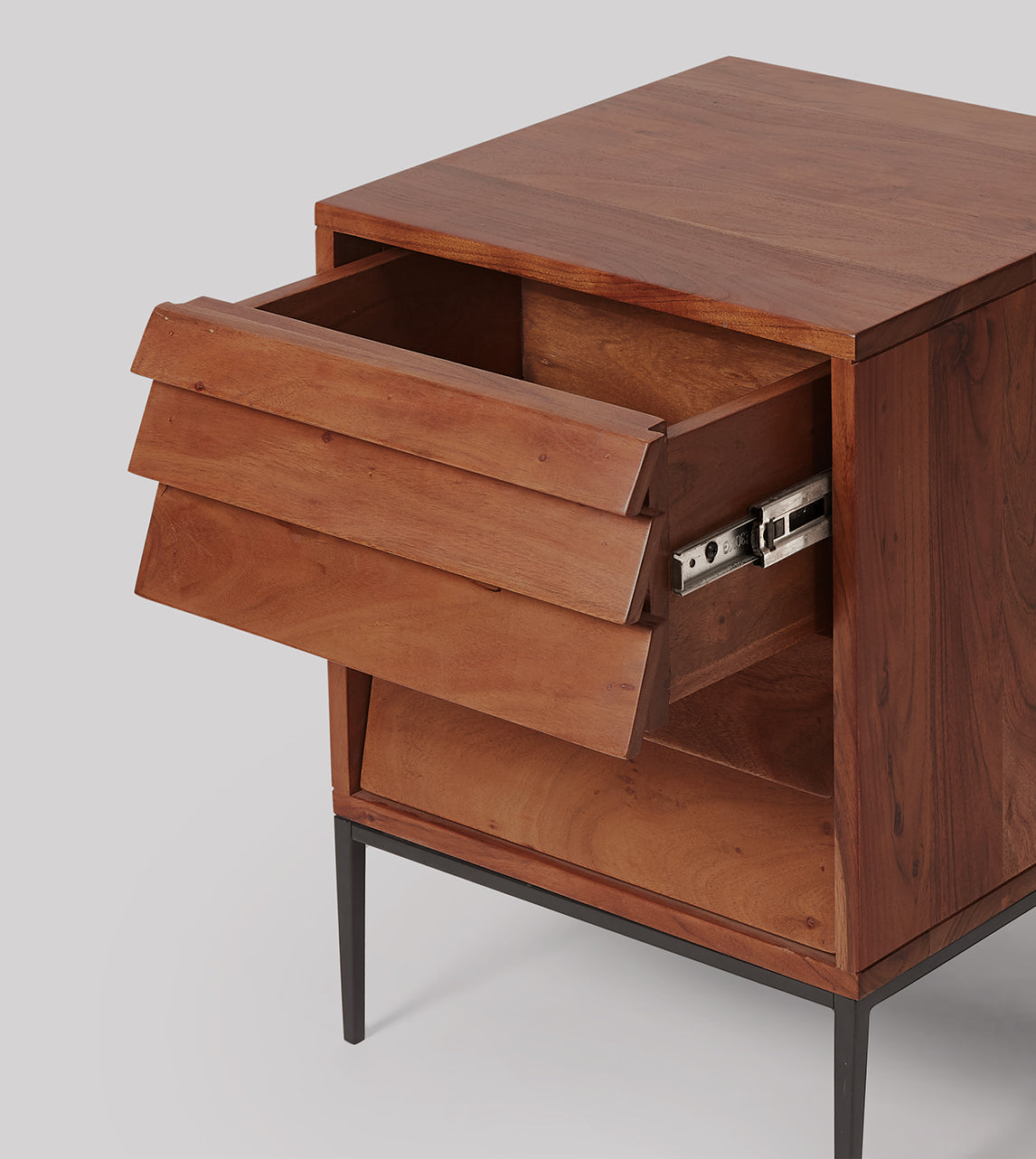 Solid Wood Bedside Tables In Teak Finish