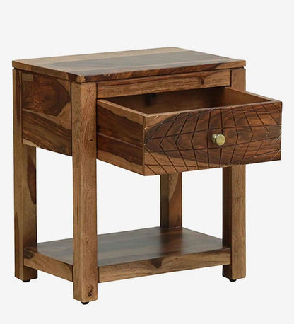 Solid Wood Bedside Tables In Natural Finish