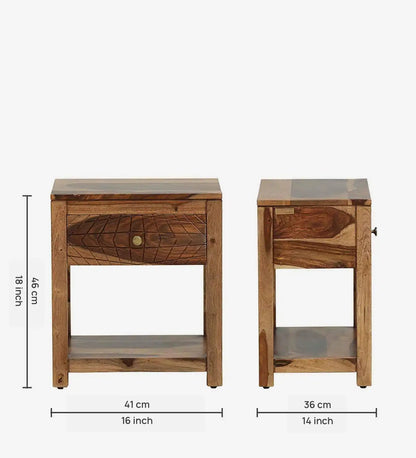 Solid Wood Bedside Tables In Natural Finish