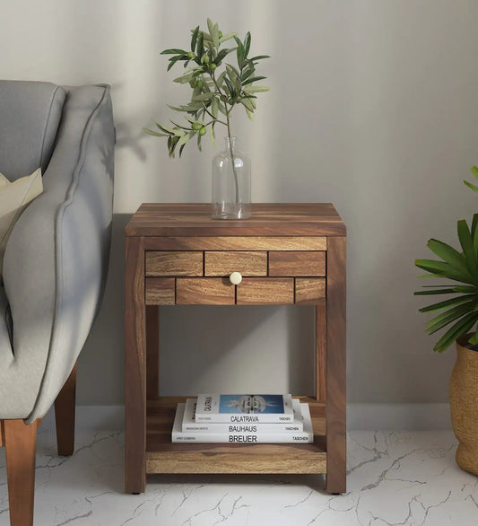 Solid Wood Bedside Tables In Natural Finish