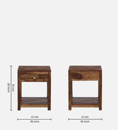 Solid Wood Bedside Tables In Natural Finish