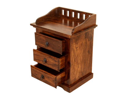 Solid Wood Bedside Tables In Honey Finish