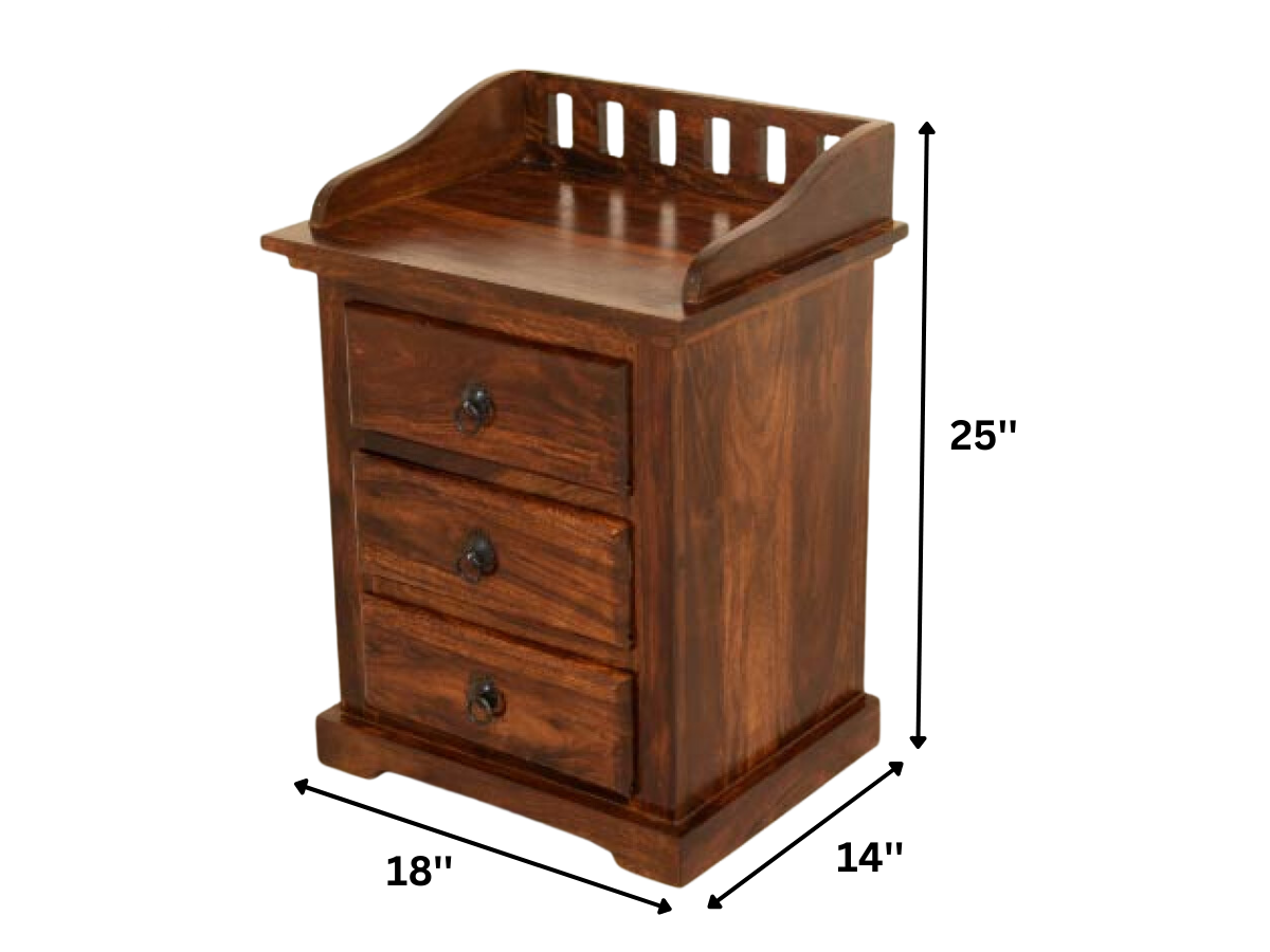 Solid Wood Bedside Tables In Honey Finish