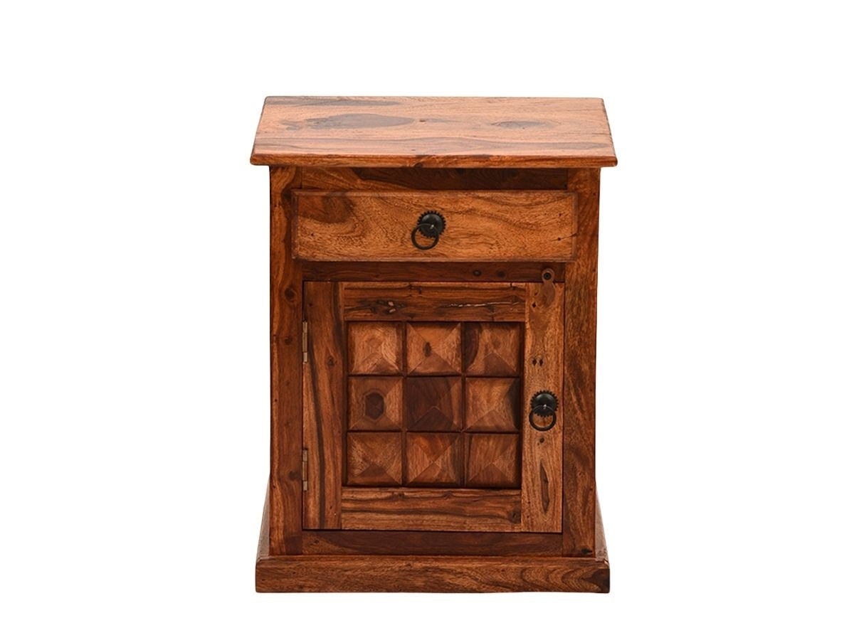 Solid Wood Bedside Tables In Honey Finish