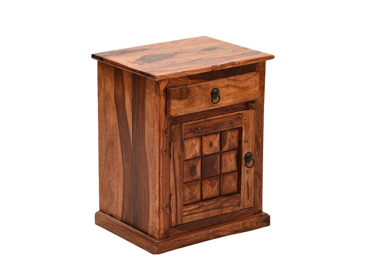 Solid Wood Bedside Tables In Honey Finish